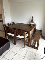eettafel + stoelen +bank, Huis en Inrichting, Tafels | Eettafels, Ophalen, Zo goed als nieuw, Vijf personen of meer, 100 tot 150 cm