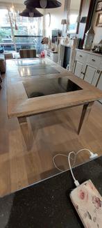 teaktafel met inleg blauwsteen, Ophalen, Teakhout, 150 tot 200 cm, Rechthoekig