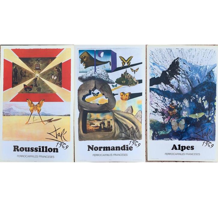 Affiches Salvador Dali - Vlindersuite SNCF, Antiek en Kunst, Kunst | Litho's en Zeefdrukken, Ophalen of Verzenden