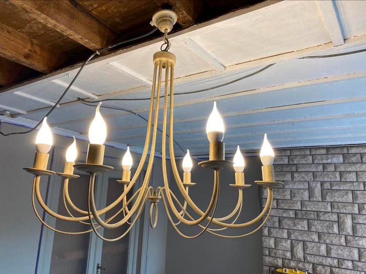 KroonLuchter 8 lampen - luster 8 lichtpunten, Huis en Inrichting, Lampen | Kroonluchters, Gebruikt, Ophalen