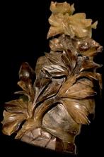 Jade Antiek Beeld Brush Washer Vaas Urn Bloemen Rozen, Antiquités & Art, Art | Sculptures & Bois, Enlèvement ou Envoi