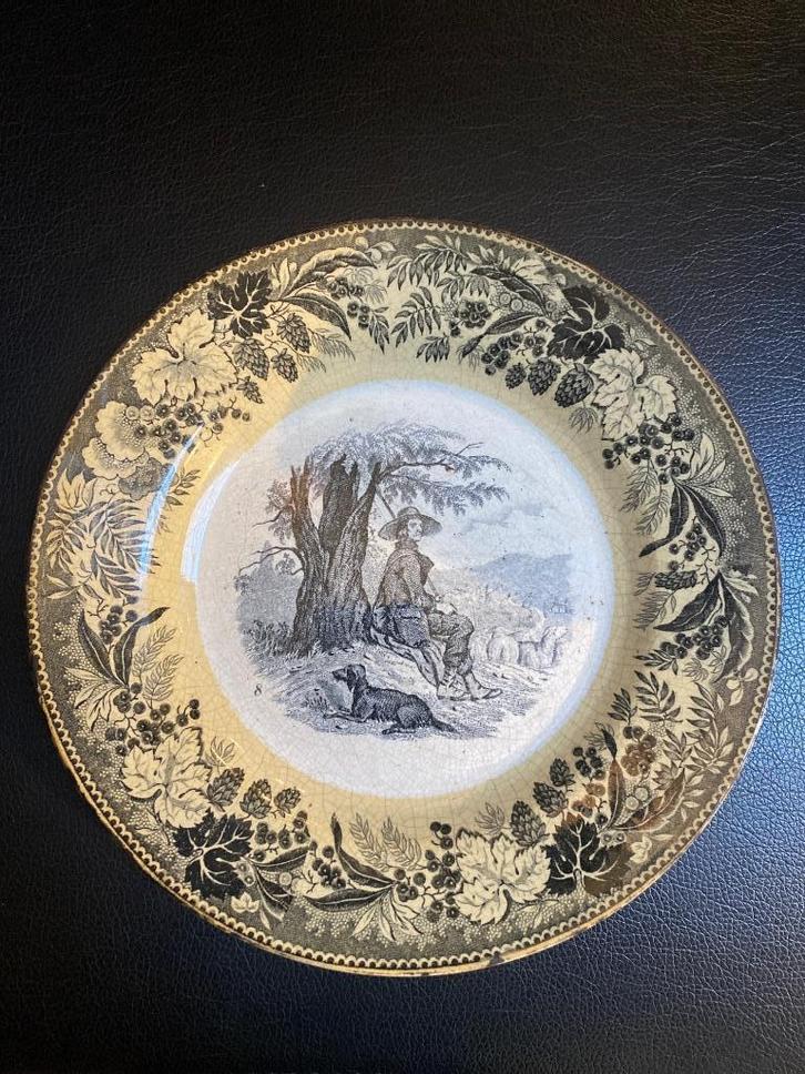 Antiek bord Mouzin Lecat & C Nimy, Antiek en Kunst, Antiek | Servies los, Ophalen of Verzenden