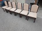 6 Houten stoelen, Huis en Inrichting, Stoelen, Ophalen, Gebruikt, Bruin, Vijf, Zes of meer stoelen