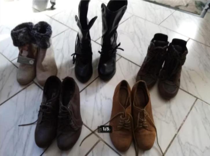 9 paar laarsjes / botjes ook nieuwe - 39 - 5-15€/paar, Kleding | Dames, Schoenen, Gedragen, Beige, Ophalen of Verzenden