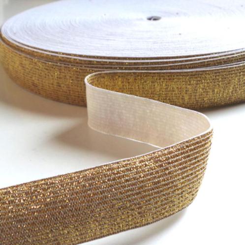 Promo! 5181) Goud elastiek dun 25mm breed, Hobby en Vrije tijd, Naaien en Fournituren, Nieuw, Lint, Band of Elastiek, Ophalen of Verzenden