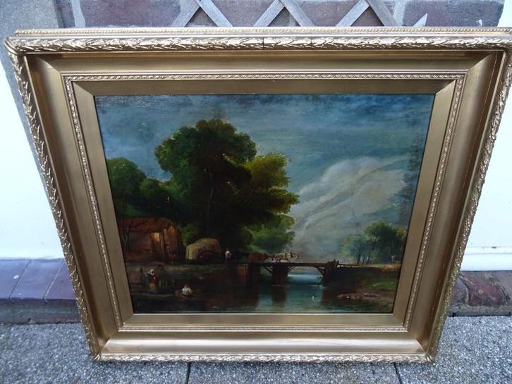 Antiek schilderij J. Thomas schilderij 1857 pronkstuk 101x89, Antiek en Kunst, Kunst | Schilderijen | Klassiek, Ophalen of Verzenden