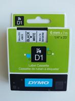 Dymo Office D1 Label 43613 / S0720780 Casettes 6mm x 7m Blac, Nieuw, Ophalen of Verzenden