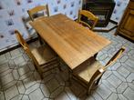 Table + 4 chaises et 2 tabourets, 100 à 150 cm, Rectangulaire, Autres essences de bois, 50 à 100 cm