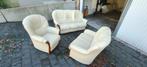 Mooie lederen zetelset 3+2+1 – crème/ivoor, Moins de 150 cm, Banc droit, Comme neuf, Enlèvement