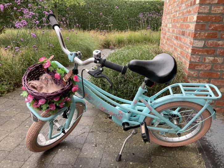 Meisjesfiets 16 inch in hele mooie staat (turquoise), Fietsen en Brommers, Fietsen | Meisjes, Gebruikt, 16 inch, Handrem, Ophalen