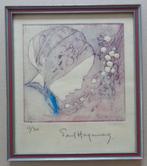 PAUL HAGEMANS / MEISJES BLOEMEN / KLEURETS / 25x22cm / KADER, Antiek en Kunst, Ophalen of Verzenden