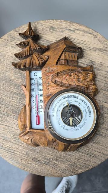 Vintage barometer en thermometer – chaletstijl / wanddecorat beschikbaar voor biedingen