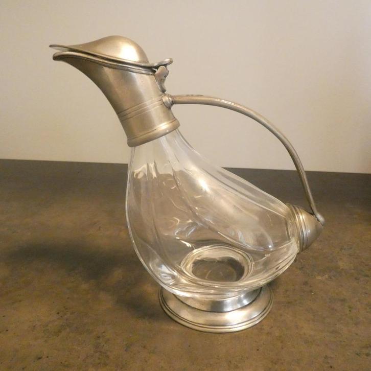 Vintage Arte Italica Taverna Eend Wijn Karaf Glas/Tin [1790], Antiek en Kunst, Antiek | Glaswerk en Kristal, Ophalen of Verzenden