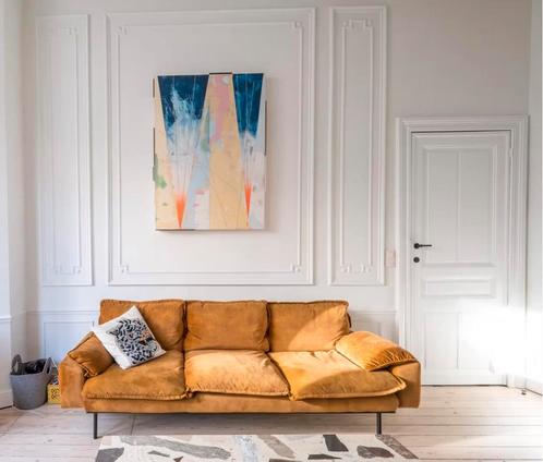 Canapé 3 places HK Living Rétro– couleur moutarde, Huis en Inrichting, Zetels | Zetels, Zo goed als nieuw, Rechte bank, Driepersoons