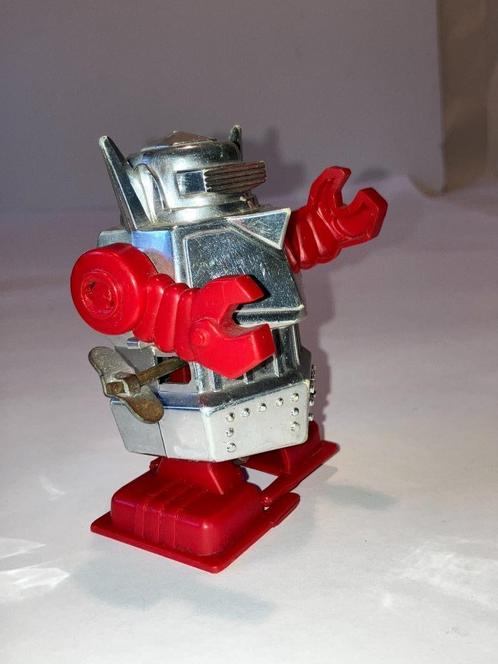Kleine vintage robot in chroom en rood, Japan, wind up, Toy, Antiek en Kunst, Antiek | Speelgoed, Ophalen of Verzenden