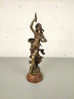 Bronzen beeld dame met fakkel, Ophalen of Verzenden