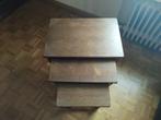 Set van 3 houten bijzettafels, Huis en Inrichting, Tafels | Bijzettafels, Ophalen, Gebruikt, Rechthoekig, Hout