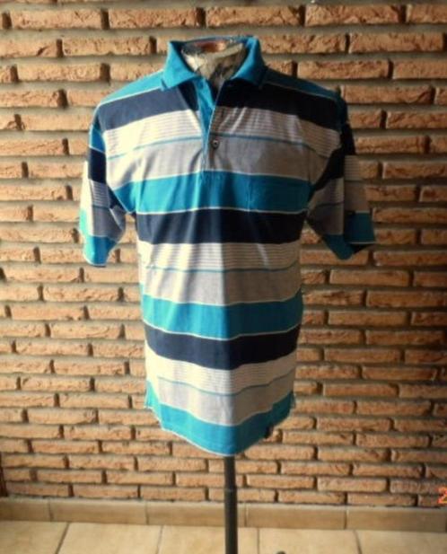 --(38)- polos homme t.L gris bleu - baldini -, Kleding | Heren, Polo's, Zo goed als nieuw, Maat 52/54 (L), Blauw, Ophalen of Verzenden