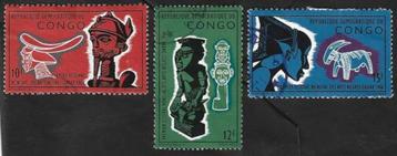 3 Postzegels Congo-Kinshasa 1966 Wereldfestival van kunst beschikbaar voor biedingen