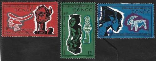 3 Postzegels Congo-Kinshasa 1966 Wereldfestival van kunst, Postzegels en Munten, Postzegels | Thematische zegels, Gestempeld, Overige thema's
