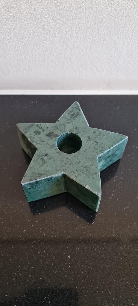 Kaarsenhouder marmer ster 10 cm groen, Huis en Inrichting, Woonaccessoires | Kandelaars en Kaarsen, Kandelaar, Groen, Ophalen of Verzenden