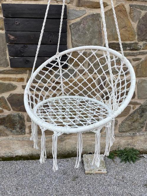Lot de 2 Chaises suspendues balancelles blanches crèmes, Tuin en Terras, Ligbedden, Gebruikt, Overige materialen, Ophalen