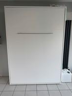 Verticaal opklapbed 140x200 als nieuw, Ophalen, Wit, Tweepersoons, 140 cm