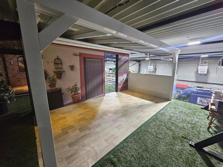 Showroom aluminium witte terrasoverkapping 5 x 2,5, Tuin en Terras, Overkappingen, Nieuw, Ophalen