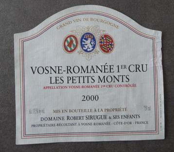Etiquette vin Vosne Romanée 1er cru 2000