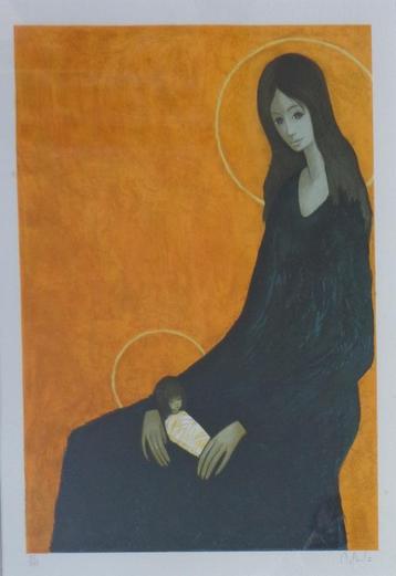 JEF WAUTERS / MADONNA / KLEURLITHO / 74x57cm / KADER / SIG beschikbaar voor biedingen