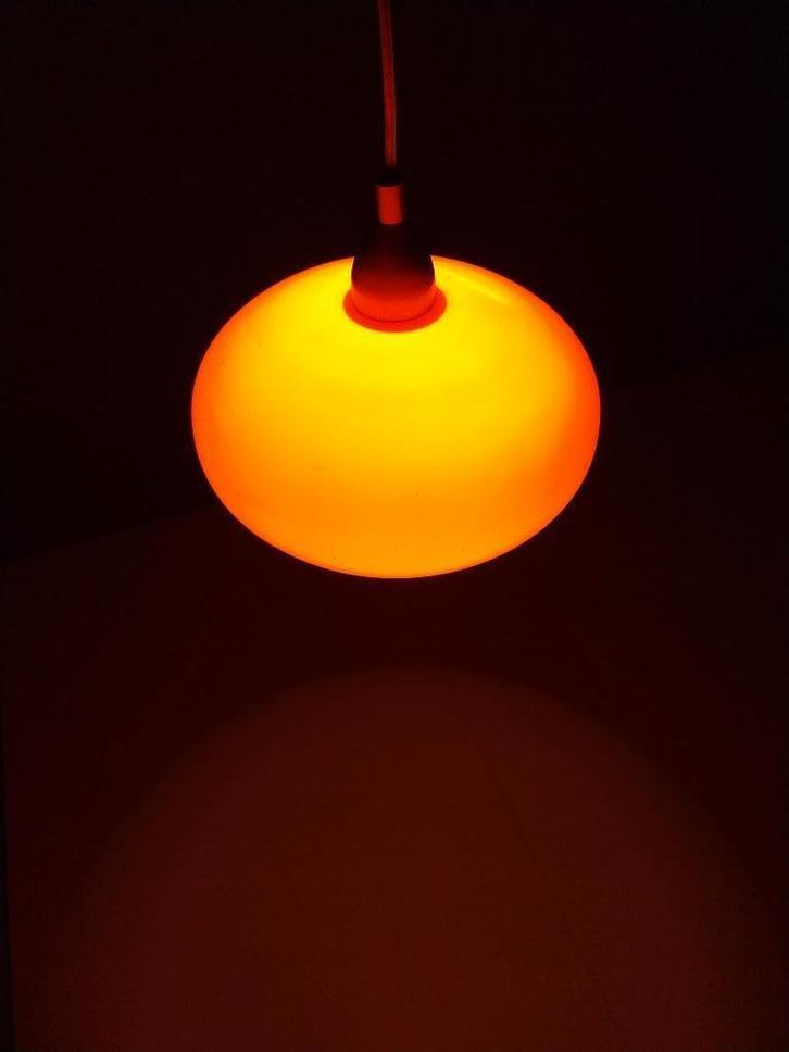 Vintage Oranje Opaline Hanglamp, Jaren 90, Huis en Inrichting, Lampen | Plafondlampen, Gebruikt, Glas, Ophalen of Verzenden