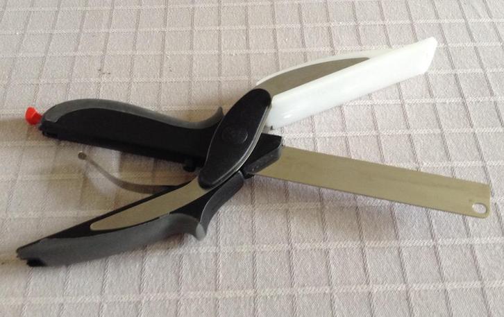 2 in 1 Cutter keukenvoedselschaar, Huis en Inrichting, Keuken | Bestek, Zo goed als nieuw, Los bestek, Inox of Chroom, Vaatwasserbestendig