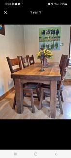 Eiken tafel met 6 stoelen, Antiquités & Art, Antiquités | Meubles | Tables, Enlèvement