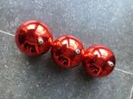 Rode Kerstbal (10 cm doorsnede) breekbaar 3 stuks, Zo goed als nieuw, Ophalen
