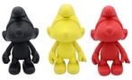 3 Vinyl Global Smurfday Figuren - Zwart, Geel & Rood - Nieuw, Ophalen of Verzenden, Nieuw, Overige Smurfen, Poppetje, Figuurtje of Knuffel