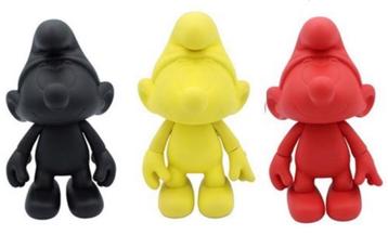 3 Vinyl Global Smurfday Figuren - Zwart, Geel & Rood - Nieuw beschikbaar voor biedingen