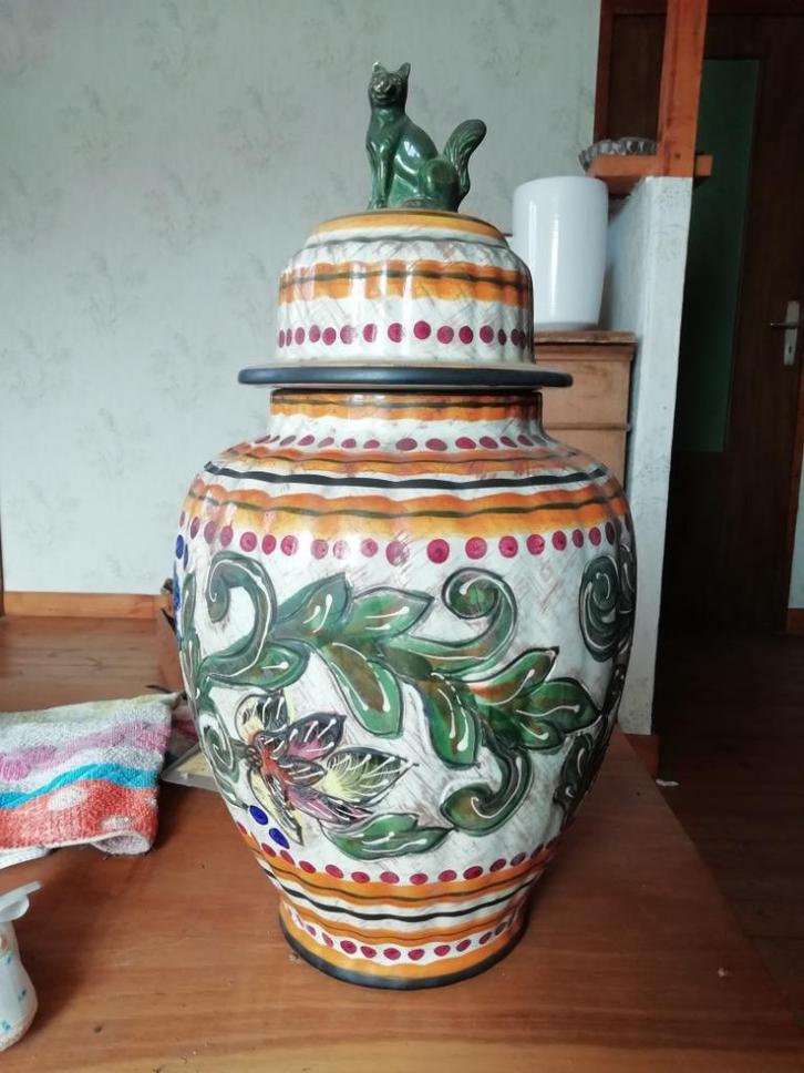Vase-potiche avec couvercle de H Becquet, Antiek en Kunst, Antiek | Vazen, Ophalen of Verzenden