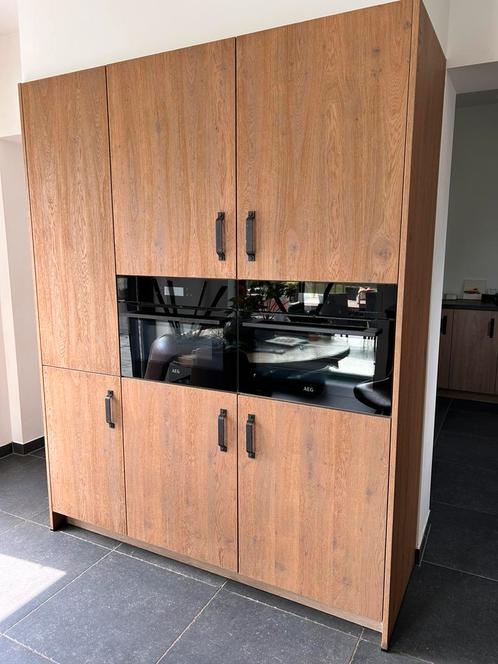 Moderne eiken keuken + bijkeuken te koop, Huis en Inrichting, Keuken | Complete keukens, Zo goed als nieuw, Overige typen, Bruin