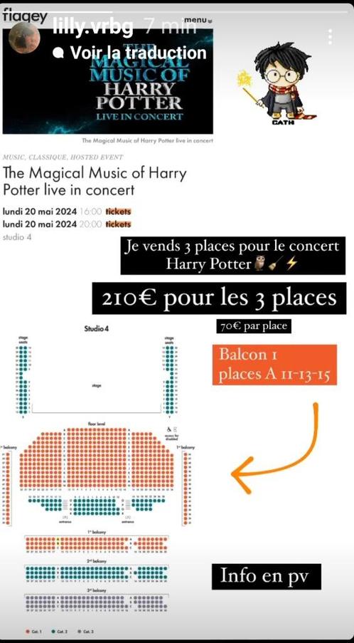 Concert Harry Potter Flagey 20 mai 16h 50 euros pour les 3 p, Tickets en Kaartjes, Concerten | Overige, Drie personen of meer