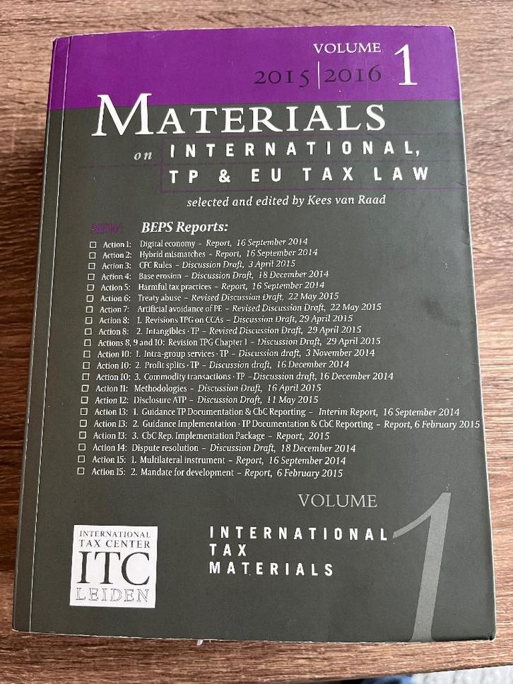 Materials on International TP & EU Tax Law 2016 Volume 1, Boeken, Economie, Management en Marketing, Gelezen, Accountancy en Administratie