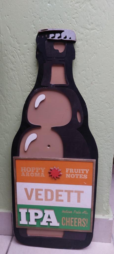 Houten reclamebord Vedett, Verzamelen, Biermerken, Nieuw, Reclamebord, Plaat of Schild, Overige merken, Ophalen of Verzenden