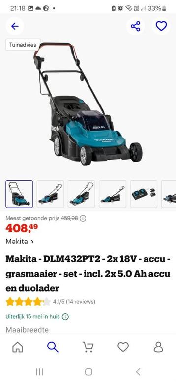 Makita grasmaaier op accu, Tondeuses à gazon sur batterie, Bac de ramassage, MAKITA, Tondeuse rotative