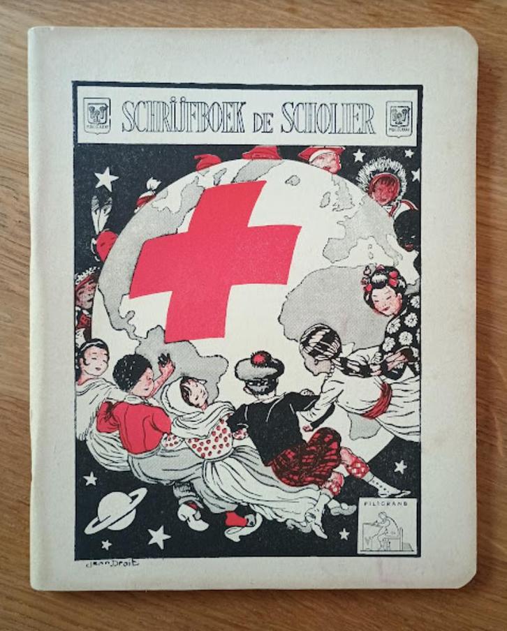 vintage Schrijfboek de Scholier, Rode Kruis, Roode Kruis, Antiek en Kunst, Curiosa en Brocante, Ophalen of Verzenden