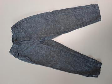 Mt 98-107 Blauwe gemeleerde linnen broek beschikbaar voor biedingen
