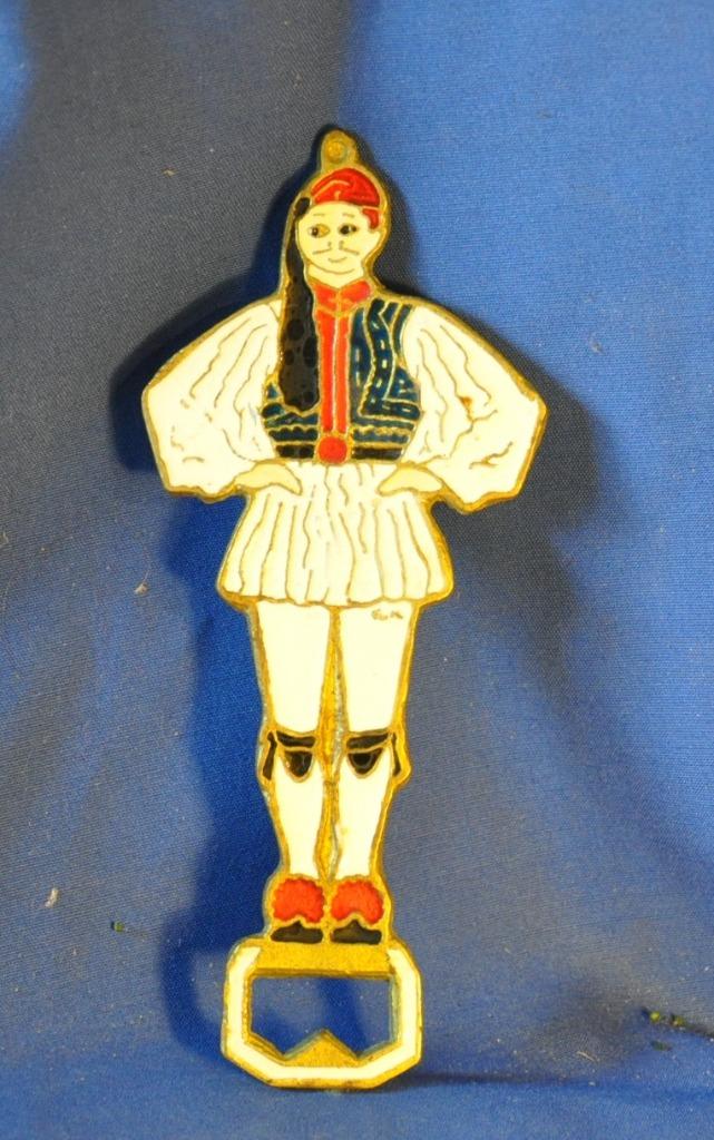 décapsuleur en laiton émaillé  soldat grec, Enlèvement ou Envoi, Utilisé, Ouvre-bouteille