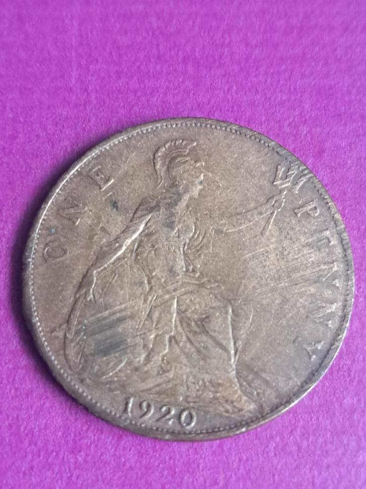 1920 Engeland 1 penny George V, Postzegels en Munten, Munten | Europa | Niet-Euromunten, Losse munt, Overige landen, Verzenden