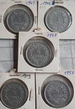 FRANCE :5 x 5 FRANCS 1945-46-47-49 & 50 LAVRILLIER KM 888b.2, Timbres & Monnaies, Monnaies | Europe | Monnaies non-euro, Série