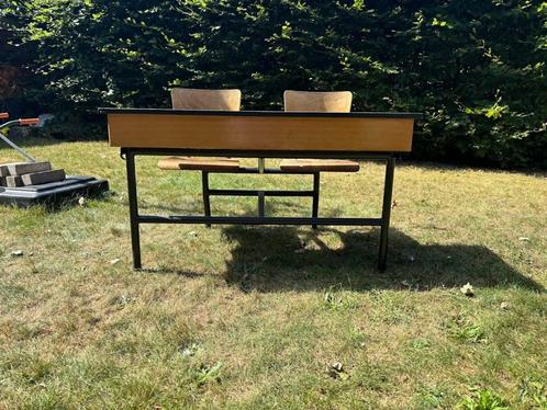 Vintage lessenaar schoolbankje, Huis en Inrichting, Bureaus, Gebruikt, Bureau, Ophalen