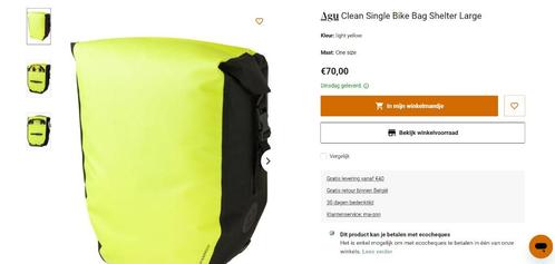 Fietszak Agu Clean Single Bike Bag Shelter Large, Vélos & Vélomoteurs, Accessoires vélo | Sacoches, Comme neuf, Enlèvement
