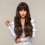 Luxe pruik lang haar met losse krullen model Kento, Handtassen en Accessoires, Verzenden, Nieuw